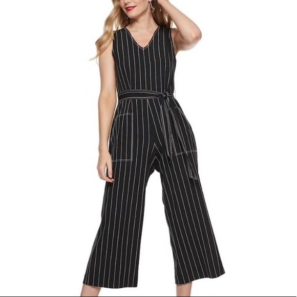 Nine West Pants - Nine West Black & White Pin Stripe Jumpsuit Sm Med